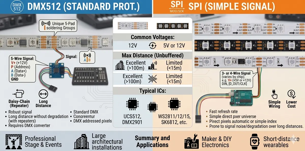DMX512 แถบนำ เทียบกับแถบ LED SPI
