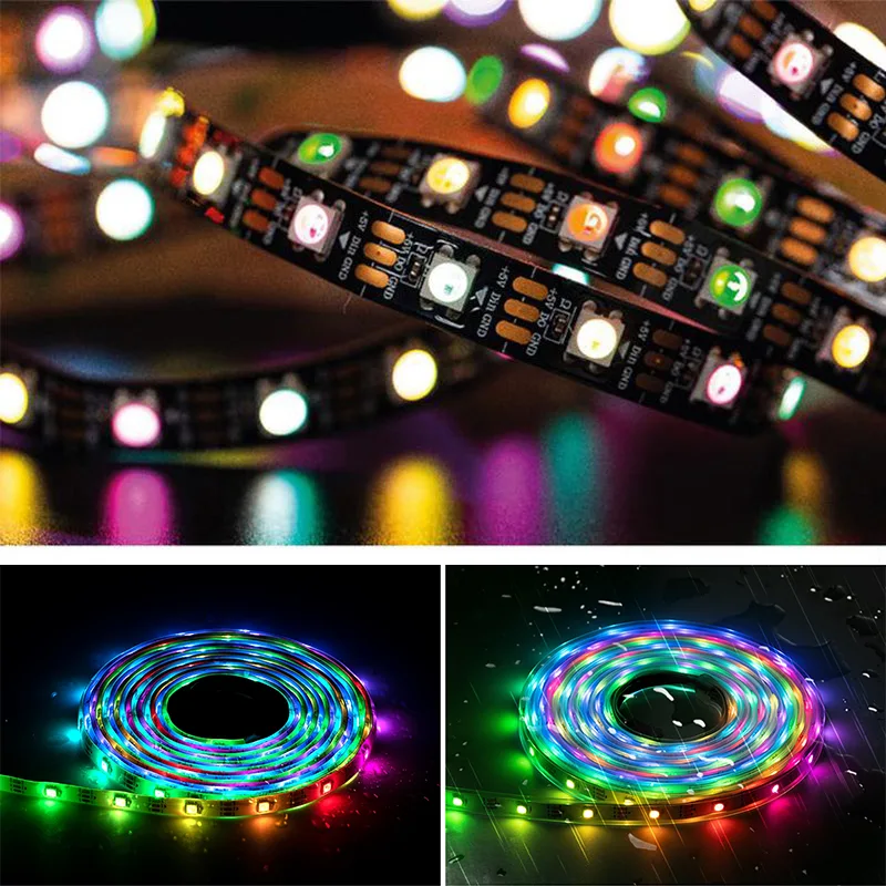 20-200FT Addressable RGB LED Strip Lights – Chasing Effect, 12V, IP67 Waterproof, App & Remote
