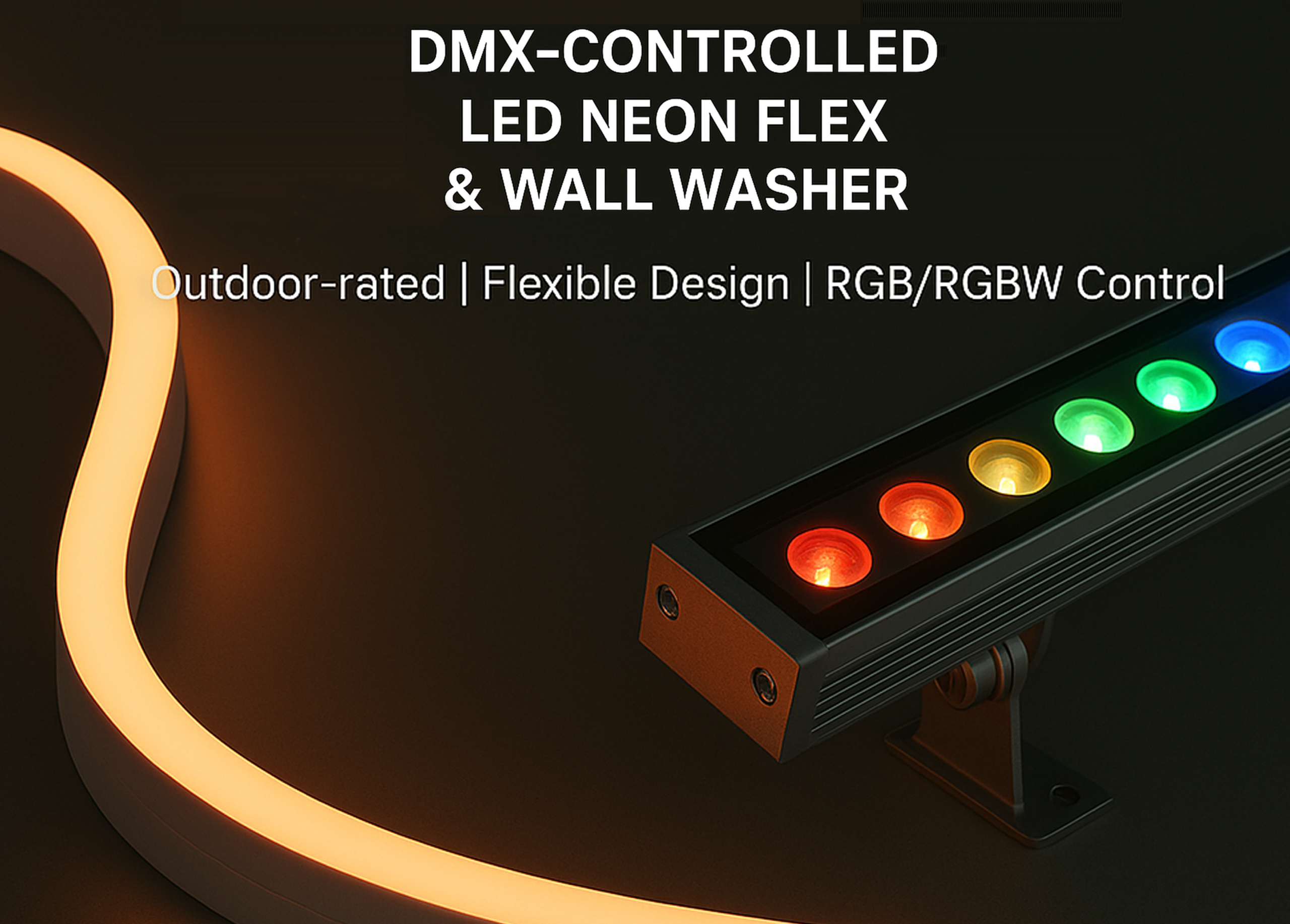 DMX-controlled led neon flex and wall washer