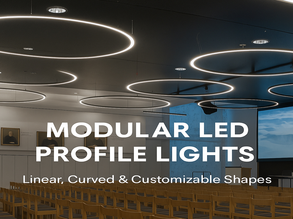 Luzes de perfil circular para interiores comerciais