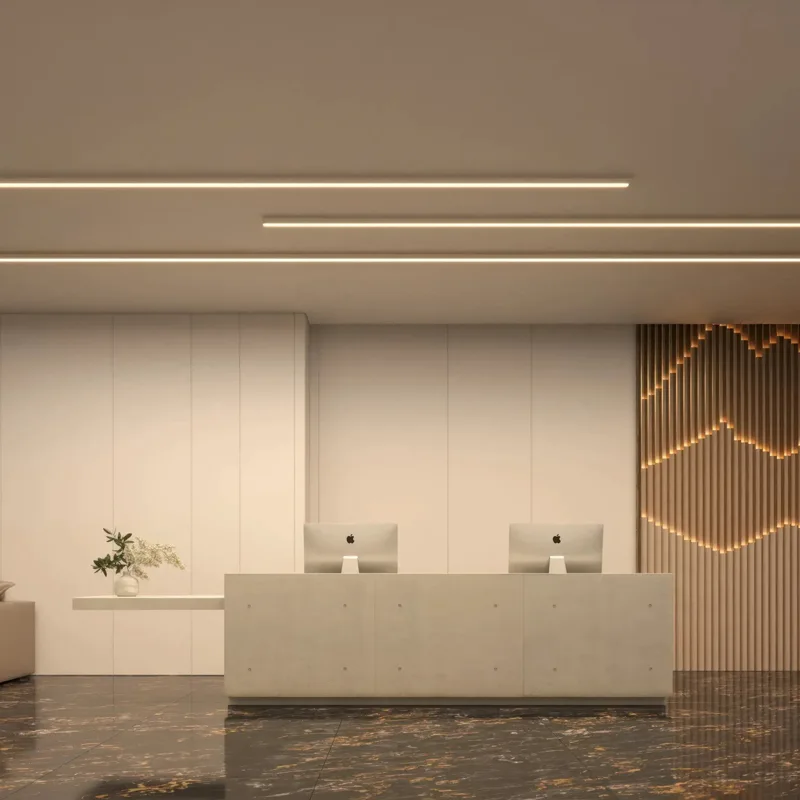 Office Linear Lighting Application_Front Desk Office Linear Lighting Application_Front Desk
