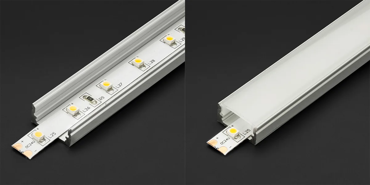 Install the light strip in an aluminum profile LED channel Install the light strip in an aluminum profile LED channel