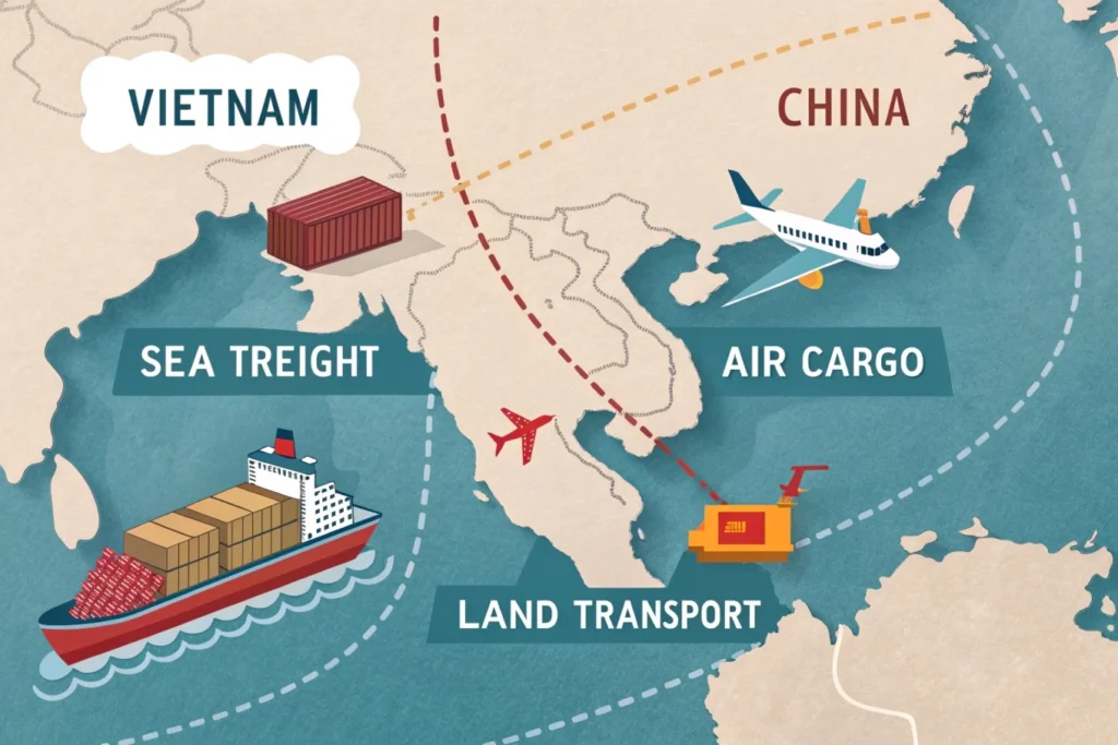 Transport zwischen Vietnam und China