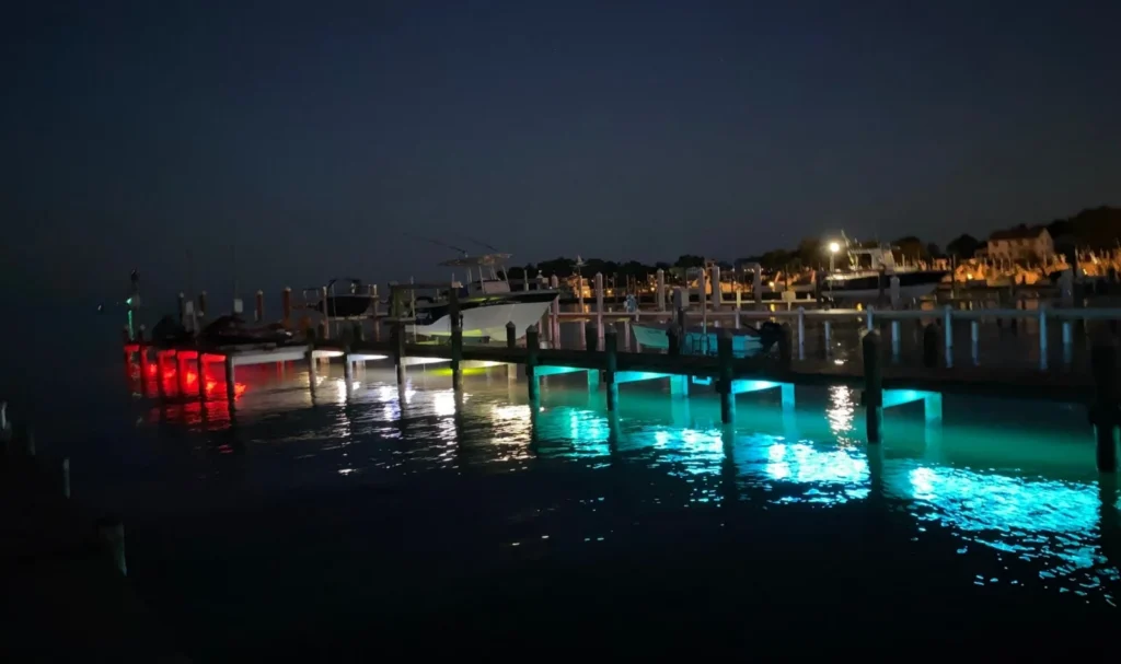 LED fish attracting lights at dock LED fish attracting lights at dock