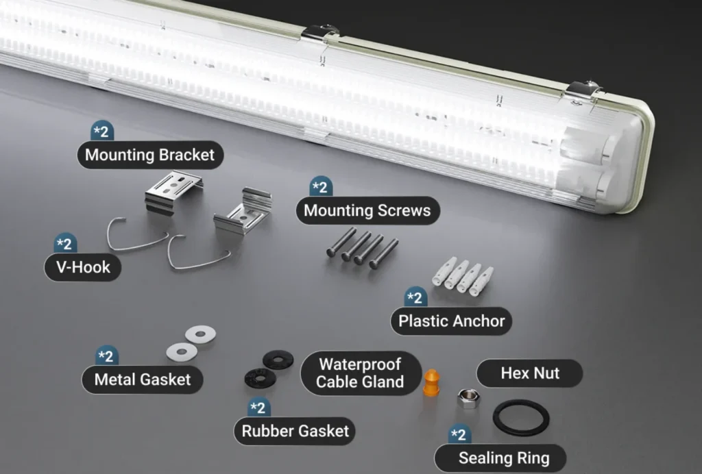 tri proof light components for installation