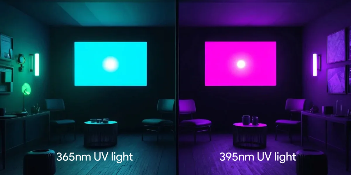 Vergelijking van 365nm en 395nm UV-licht