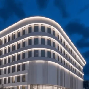curved building façade lighting