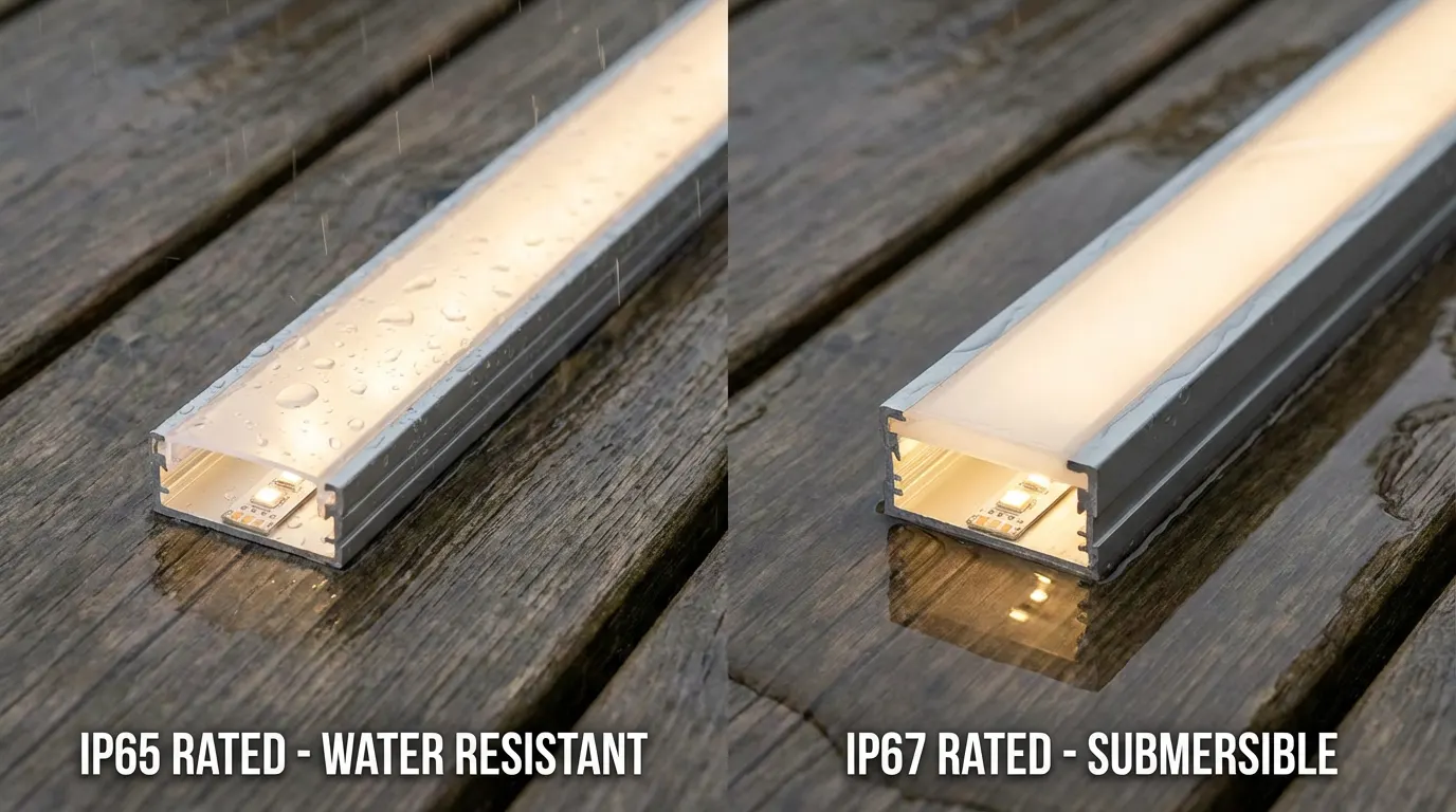IP65 and IP67 rated LED channel diffusers for outdoor use
