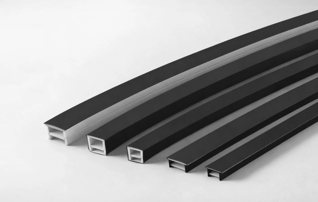 Recessed flexible LED strip channel with black diffuser