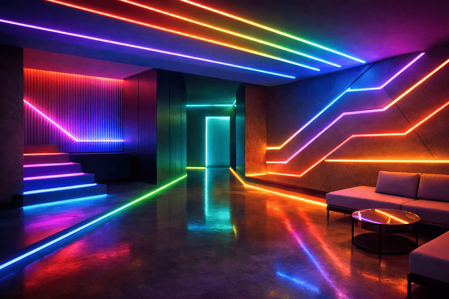 アドレス指定可能な LED テープで、建築空間で動的に線形照明効果を生み出す アドレス指定可能な LED テープで、建築空間で動的に線形照明効果を生み出す