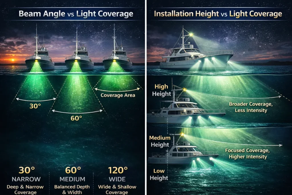 钓鱼灯覆盖-束角安装高度图