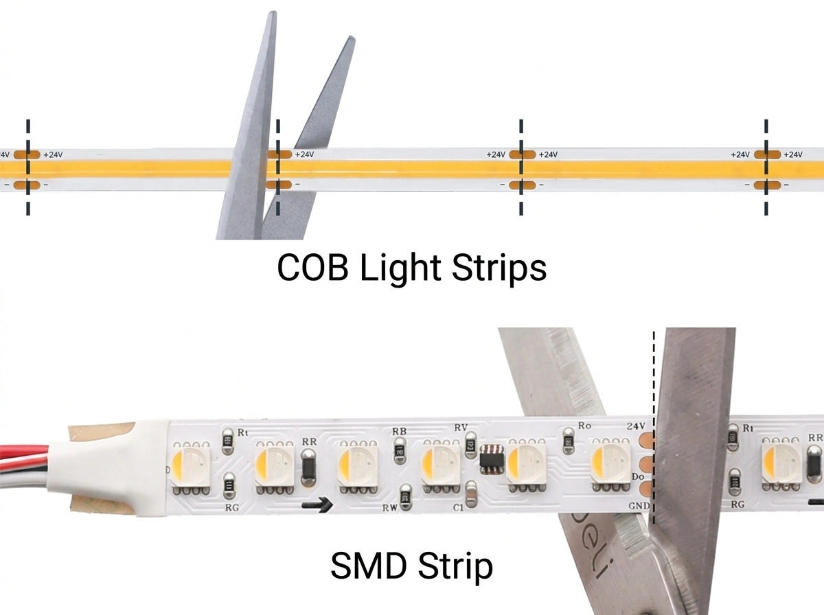 SMD-vs-COB-led-strip-cut-line-comparison Comparison of SMD LED strip cut line and COB LED strip cut line