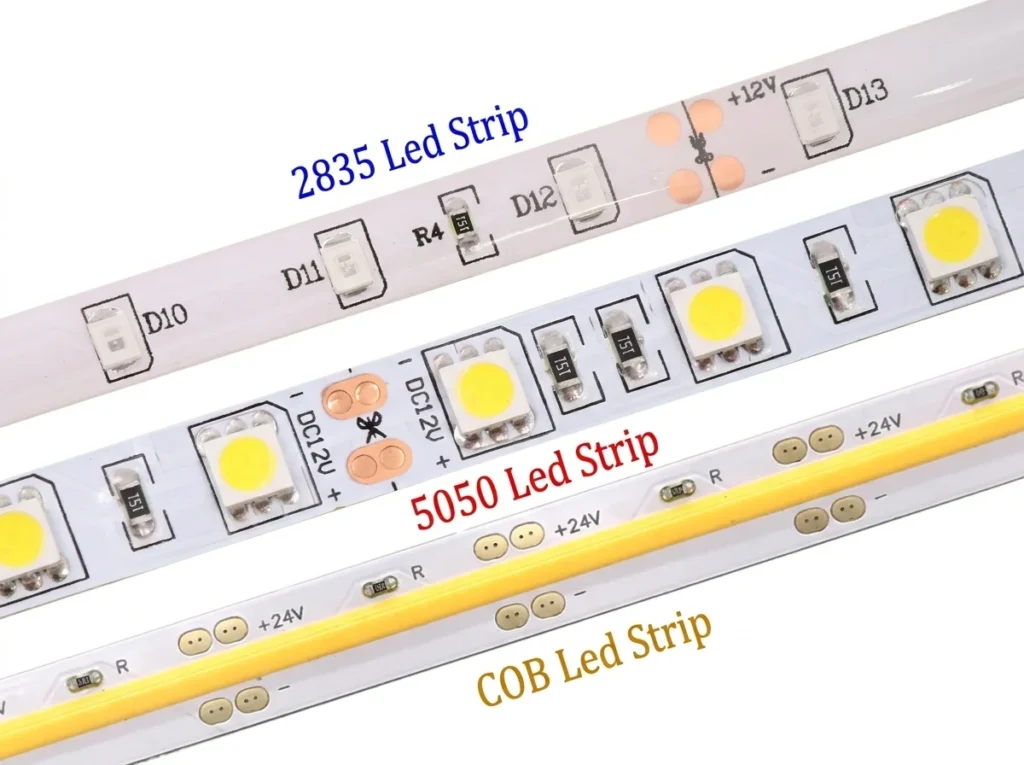 2835 対 5050 と COB LED ストリップの比較 SMD チップとドットのない COB 照明