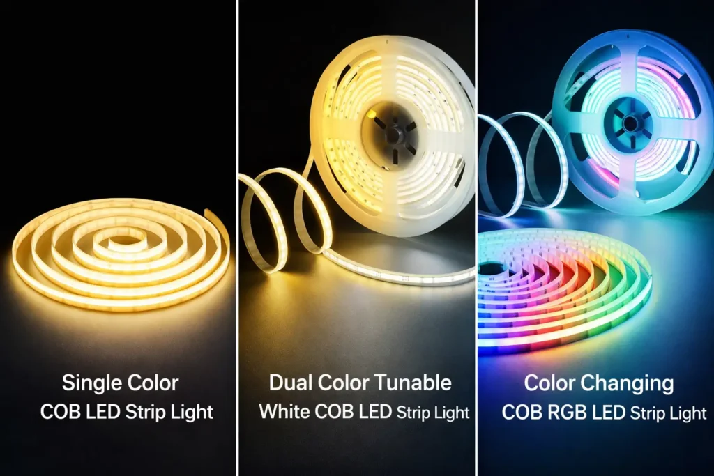 three different LED strip single dual changing color comparison