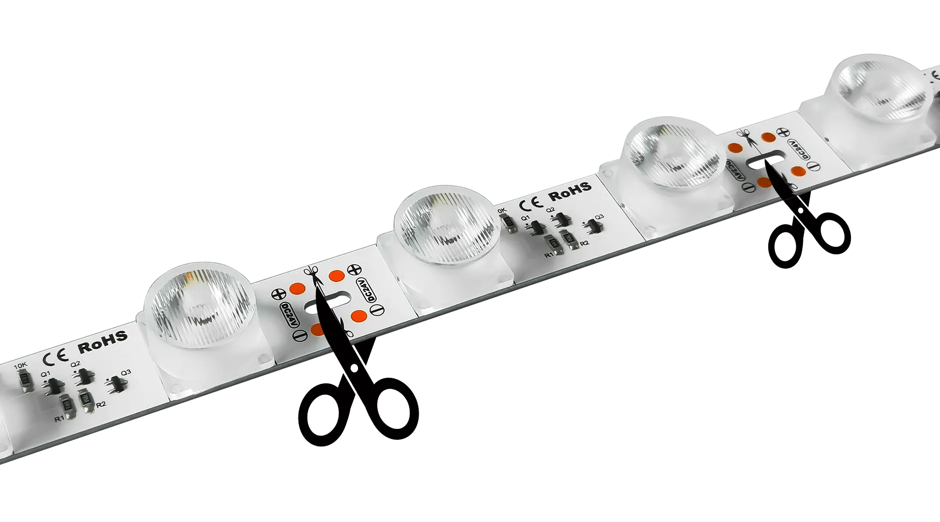 Barra de LED Rígida com borda de corrente constante Roc2020D com dois LEDs cortados
