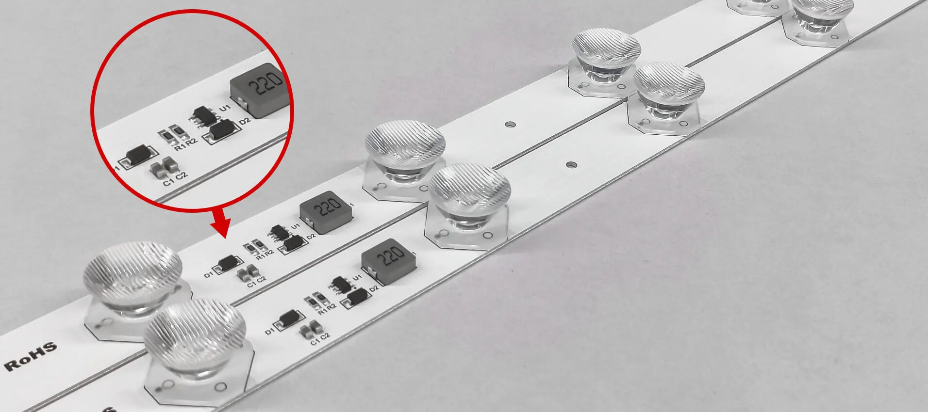 Sabit Akım LED Kenar Işıklı Sert Şerit RHC24E012D Sabit Akım Tasarımı