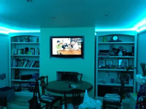 Cyan LED strip light for home ambient lighting