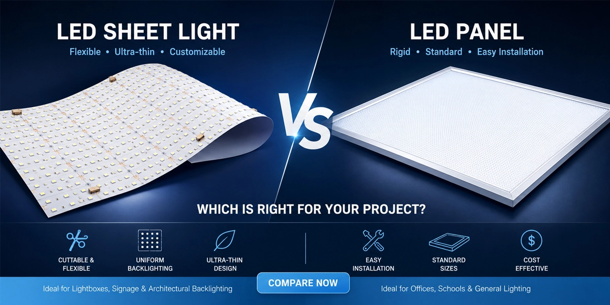 LED-feuille-lumière-vs-panneau LED