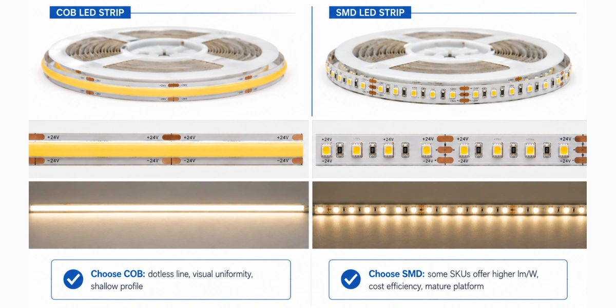 COB vs SMD LED strip