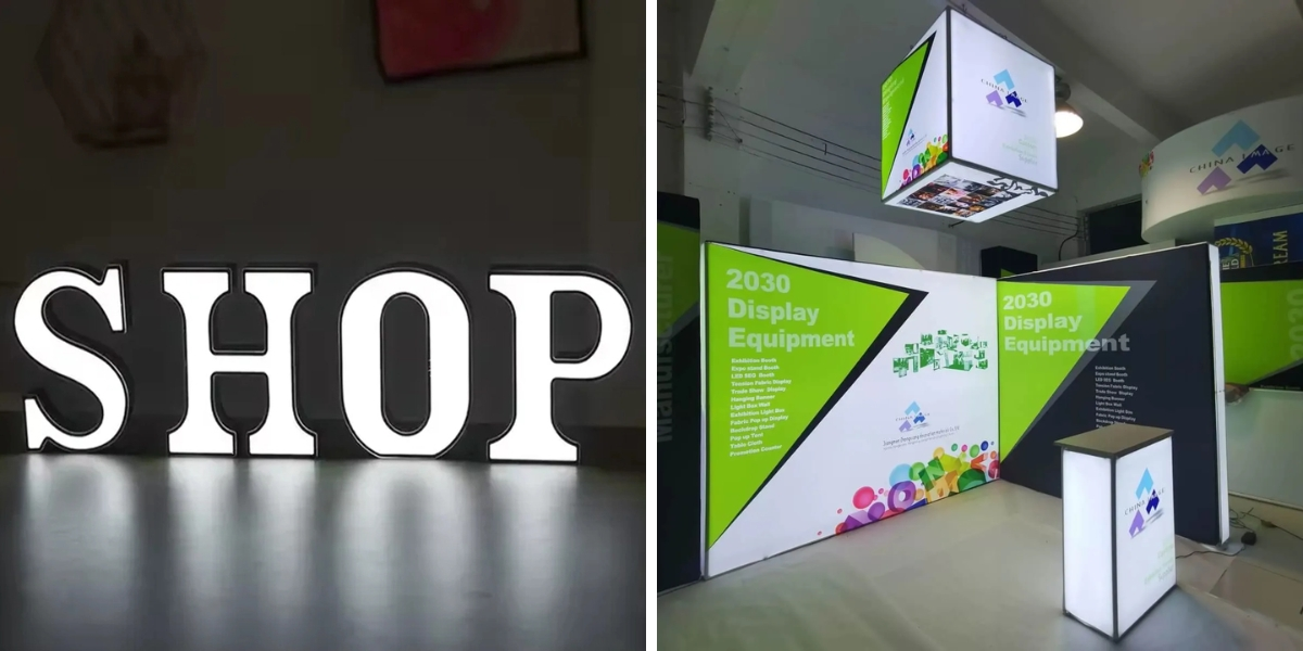 Litery kanału vs znaki lightbox Litery kanału vs znaki lightbox